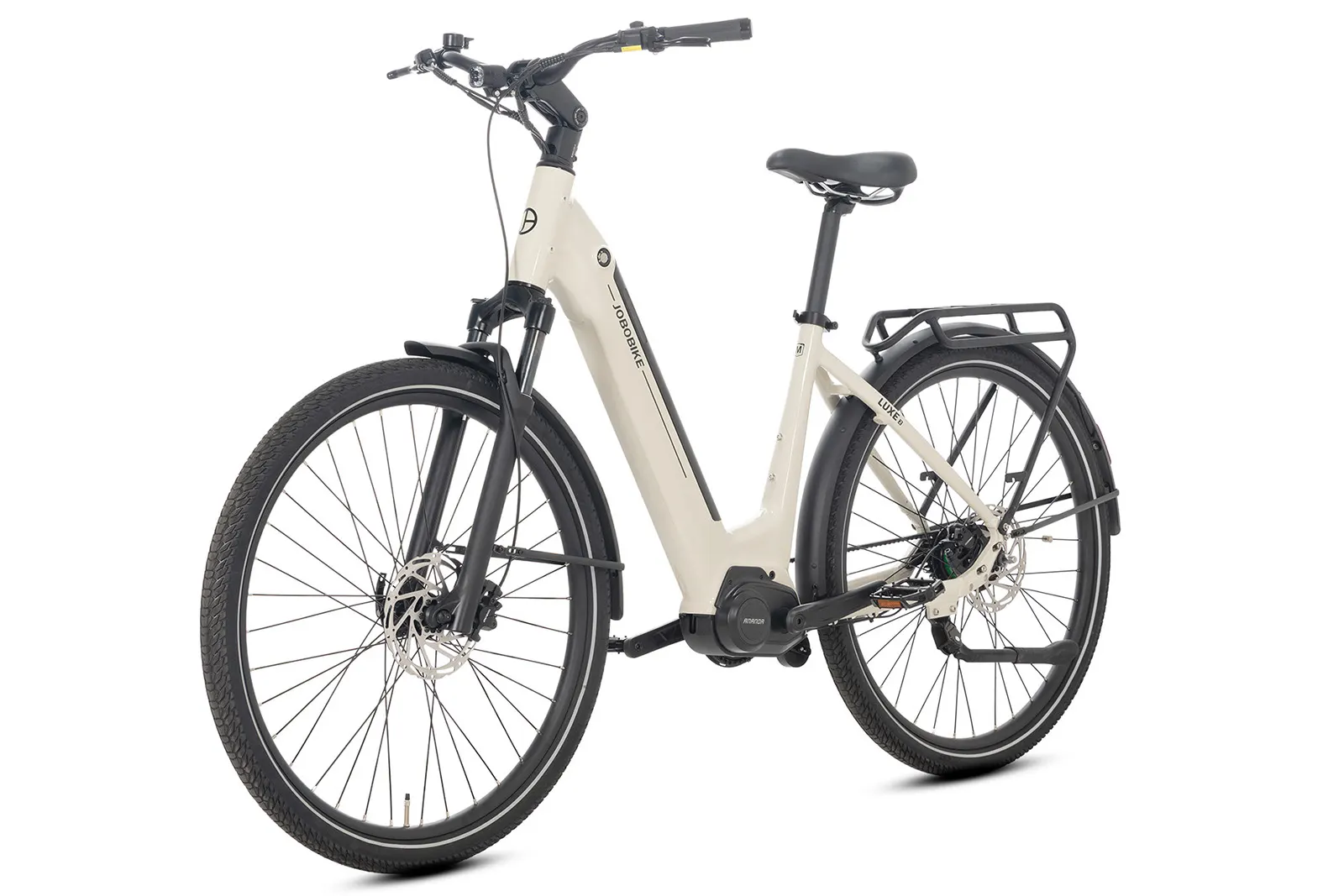 Luxe Beige city e-bike with powerful mid-drive motor