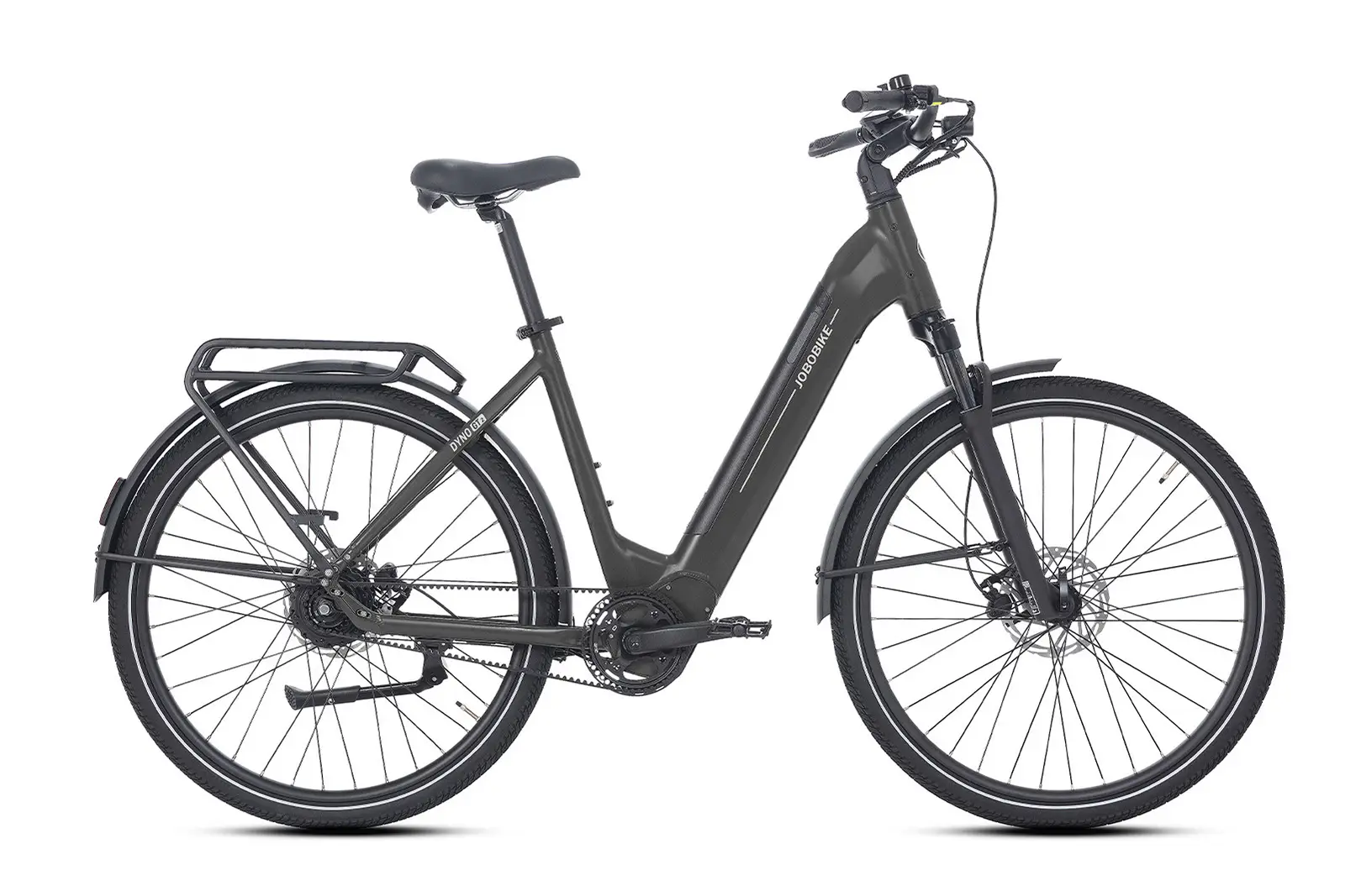 Dark olive Dyno GT urban e-bike with hydraulic disc brakes